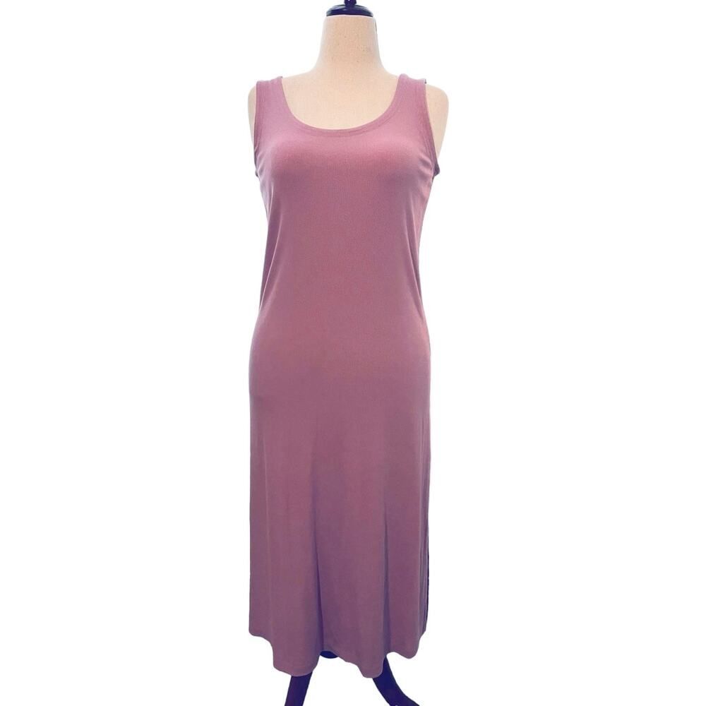 State of Day Ribbed Full Length Night Gown Size Small Mauve Orchid